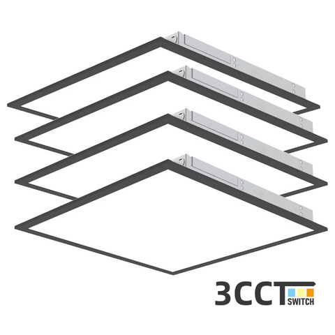 (4 Pack) 2x2 FT Black Frame BackLit Panel: Wattage 20W/30W/40W, (3CCT Switch)