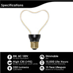 LED 8W Heart Bulb | Dimmable