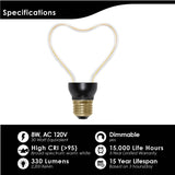 LED 8W Heart Bulb | Dimmable