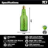 Filament LED Green Beer Bottle Light | Compatible with String & Pendant Applications